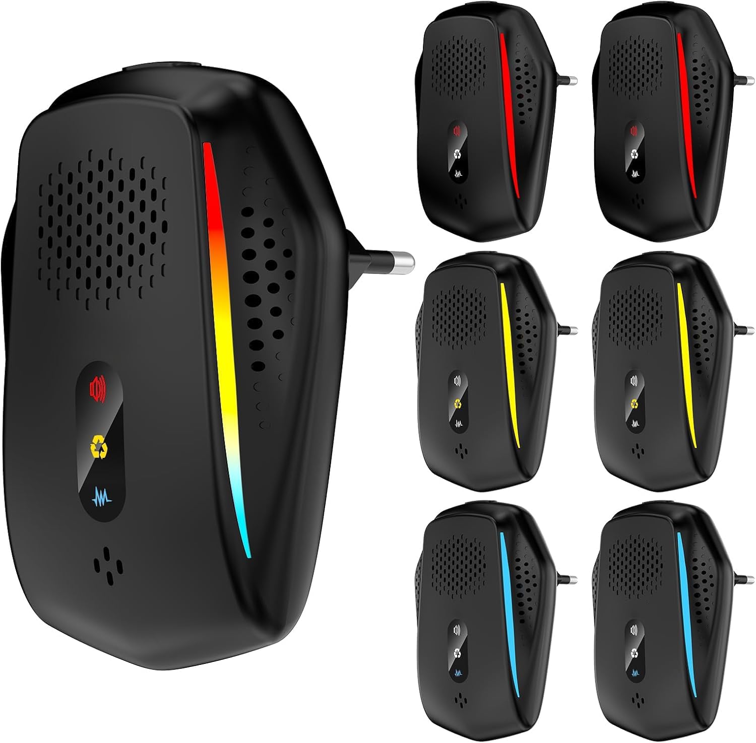 Repelente ultrasónico contra plagas y parásitos CasaShield — pack de 6 unidades negro